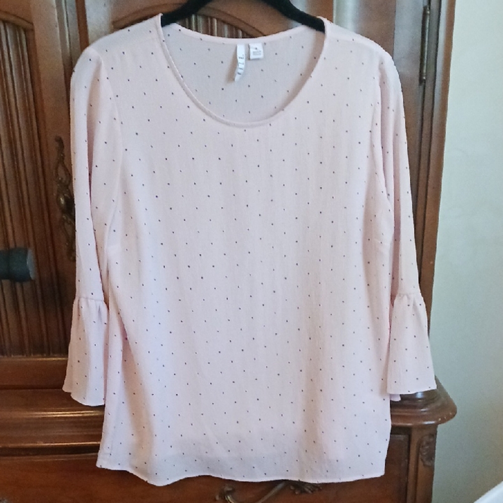Elle Blush Pink Blouse with Dotted Design In Black